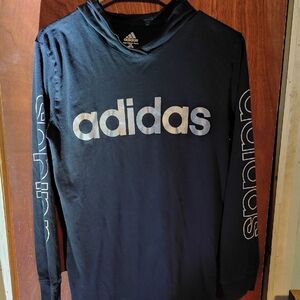 Adidas Black Long Sleeve Logo Top with White Print